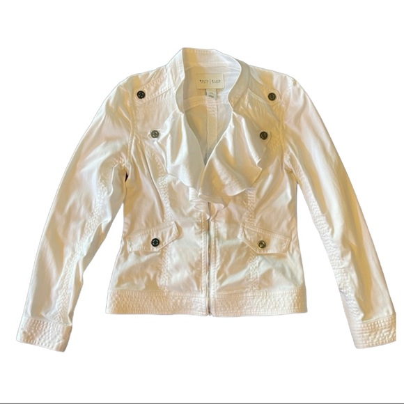 White House Black Market White Ruffle Jacket - Picture 2 of 13